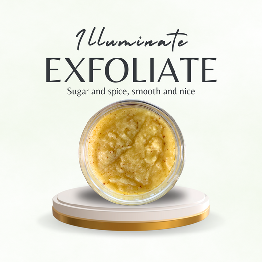 Illuminate Sugar Scrub – Exfoliating Body Scrub with Turmeric and Carrot Infused Olive Oil