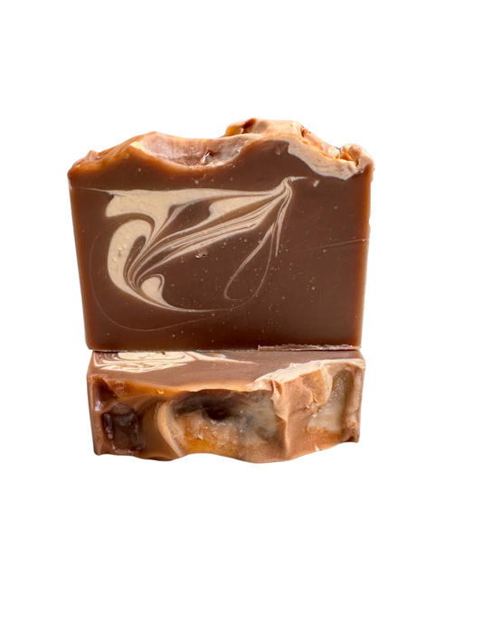 brown soap with white swirl 
